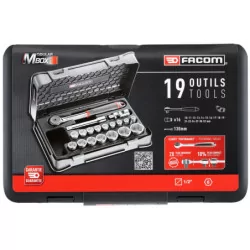 Cliquet et douilles 1/2 coffret de 19 pièces