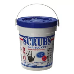 Lingette imprégnée pour nettoyage mains scrubs - seau de 72 lingettes