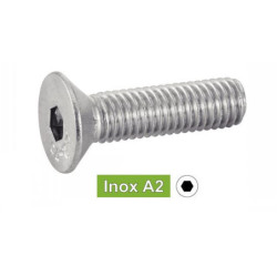 Vis à métaux tête fraisée six pans creux Inox A2 DIN 7991 ISO 10642 M8x30 - boîte de100