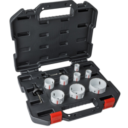 Scie trépan bimétal en coffret 8 trepans de 22 à 67 mm + 2 arbres