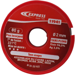 Etain soudure diam 2mm 80 g - la bobine