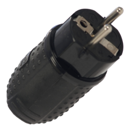 Fiche électrique caoutchouc 16a mâle NF 2 p+t 250V IP44