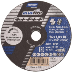Meule de tronçonnage plate blue fire 76x1.0x10.0-T41 - à l'unité