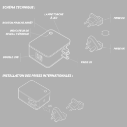 Chargeur secteur réserve d'énergie universel power pack
