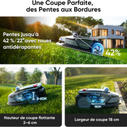 Robot tondeuse S4 Lidar 1000 M² 18 cm largeur de coupe 2 roues motrices pente max 42 %