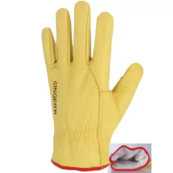 Gant tout fleur bovin jaune entièrement doublé molleton
