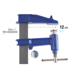 Serre joint à pompe type F saillie 120 mm longueur 600 mm