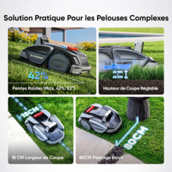 Robot tondeuse V3 600M² Largeur de coupe 18 cm Pente 42 %
