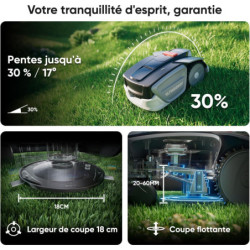 Robot tondeuse S3 800M² Largeur de coupe 20 cm Pente maximum 45 %