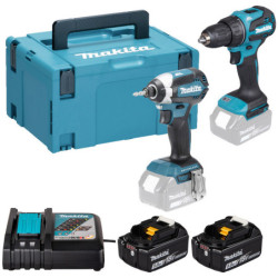 Perceuse visseuse DDF490Z + visseuse à choc DTD153Z + 1 chargeur + 2 batteries 5.0 Ah