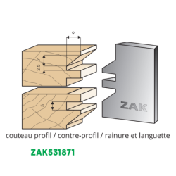 Couteau profil et contre profil chanfrein 7x9 Réf 531871 - Jeu de 2
