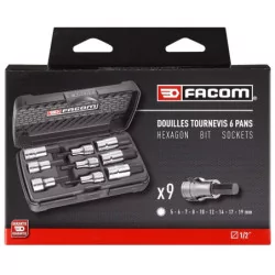 Coffret douilles tournevis 6 PANS 1/2'''''''' de 5 à 19 mm