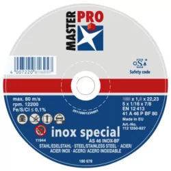 Disque à tronçonner inox et acier alésage 22.23 mm - l'unité