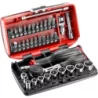 Coffret cliquet manche rotatif + douilles 1/4'' 6 pans - boîte NANO