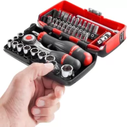 Coffret cliquet manche rotatif + douilles 1/4'' 6 pans - boîte NANO