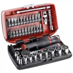 Coffret cliquet + douilles 1/4'' 6 pans - boîte NANO