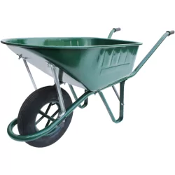 Brouette rénovation verte 110 L nez rond roue gonflée