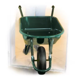 Brouette rénovation verte 110 L nez rond roue gonflée