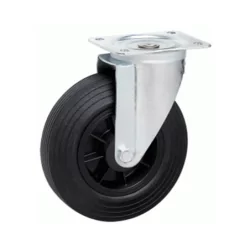Roulette caoutchouc noir pivotante D.125 h, 155