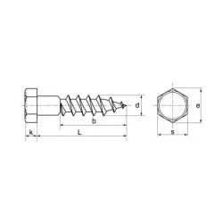 Vis à bois tête hexagonale tirefond inox A2 DIN 571 M10x50 - boîte de 50