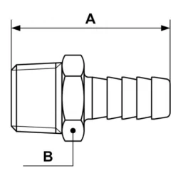 Jonction filetage conique mâle r 1/2 D.int,19 mm