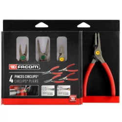 Jeu de 4 pinces circlips intérieures/extérieures becs droits 12 à 25mm et 18 à 60mm