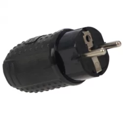 Fiche électrique caoutchouc 16a mâle NF 2 p+t 250V IP44