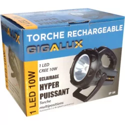 Torche projecteur Led multi-positions 10W. Batterie