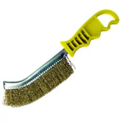 Brosse laiton forme convexe 265x25 fil inox manche jaune