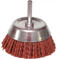 Brosse nylon conique diam 75mm ep9mm tige 6x30 grain rouge