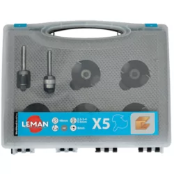 Disque à rainer HM + 2 arbres queue 8 pour défonceuse - Coffret 5