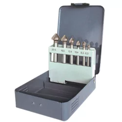 Coffret de 6 fraises coniques HSS 3 taillants diam 63 - 83 - 104 - 124 - 165 - 205mm