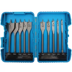 Mèche à bois plate acier WS queue 6 pans - Coffret 10