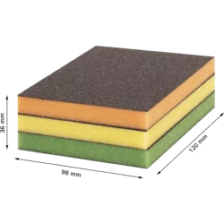 Eponge abrasive 98x120x13 grain intermédiaire - boite de3